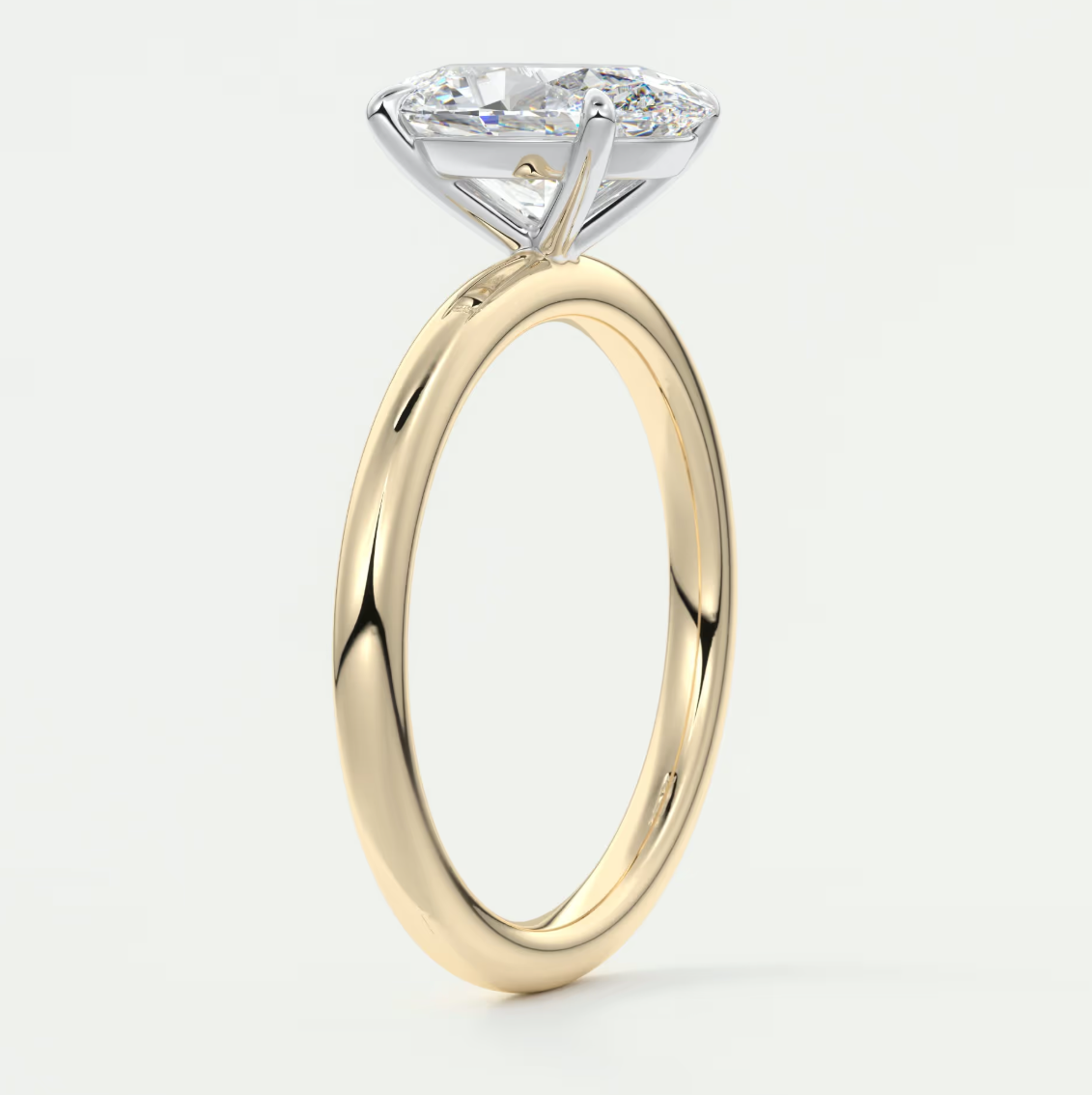 Luna Two-Tone Solitaire Ring – Lab Diamond or Moissanite
