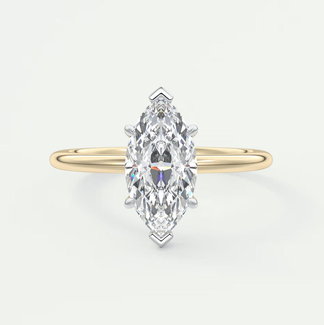 Luna Two-Tone Solitaire Ring – Lab Diamond or Moissanite