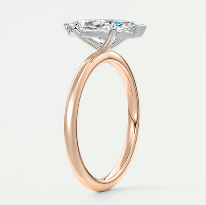 Luna Two-Tone Solitaire Ring – Lab Diamond or Moissanite