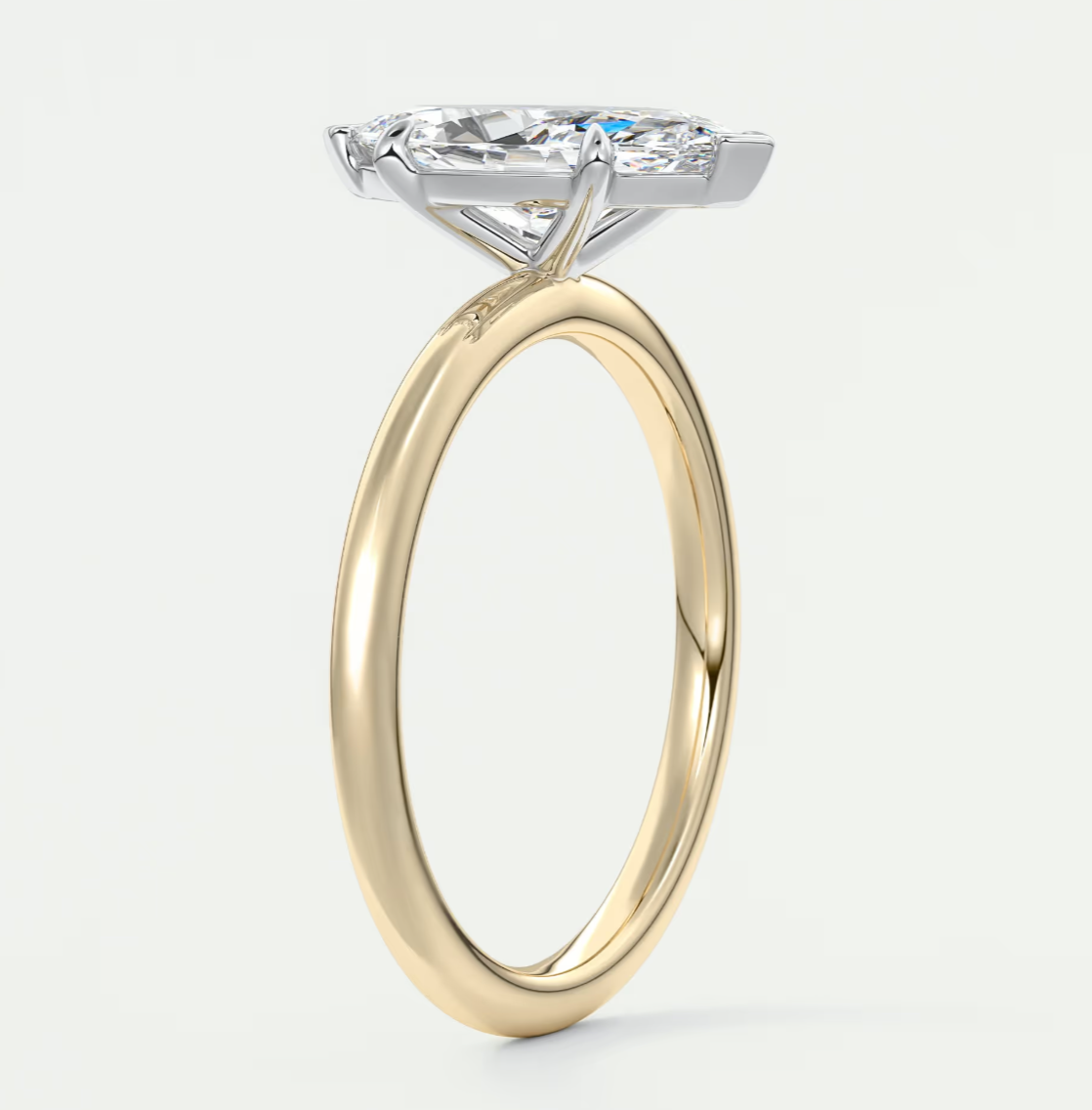 Luna Two-Tone Solitaire Ring – Lab Diamond or Moissanite