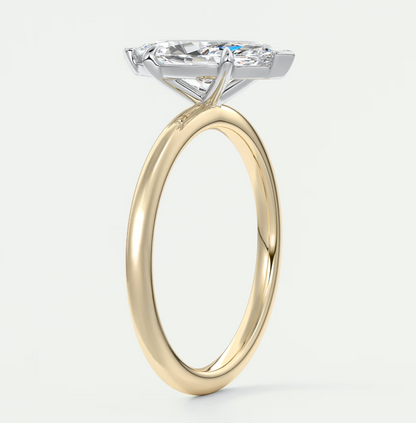 Luna Two-Tone Solitaire Ring – Lab Diamond or Moissanite