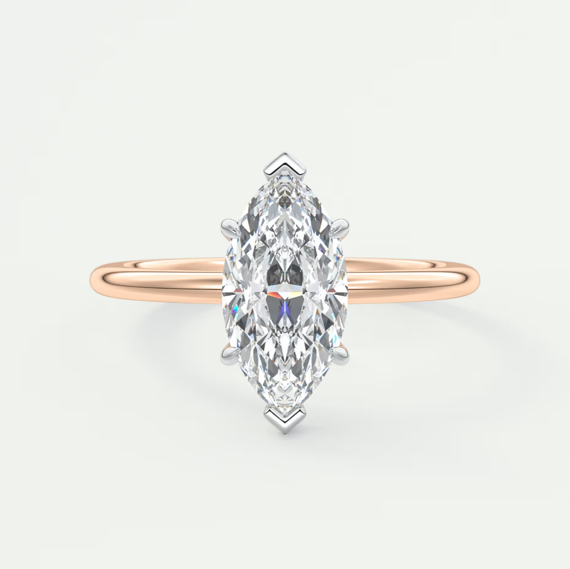 Luna Two-Tone Solitaire Ring – Lab Diamond or Moissanite