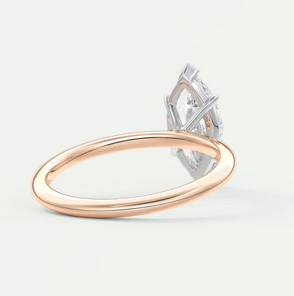 Luna Two-Tone Solitaire Ring – Lab Diamond or Moissanite