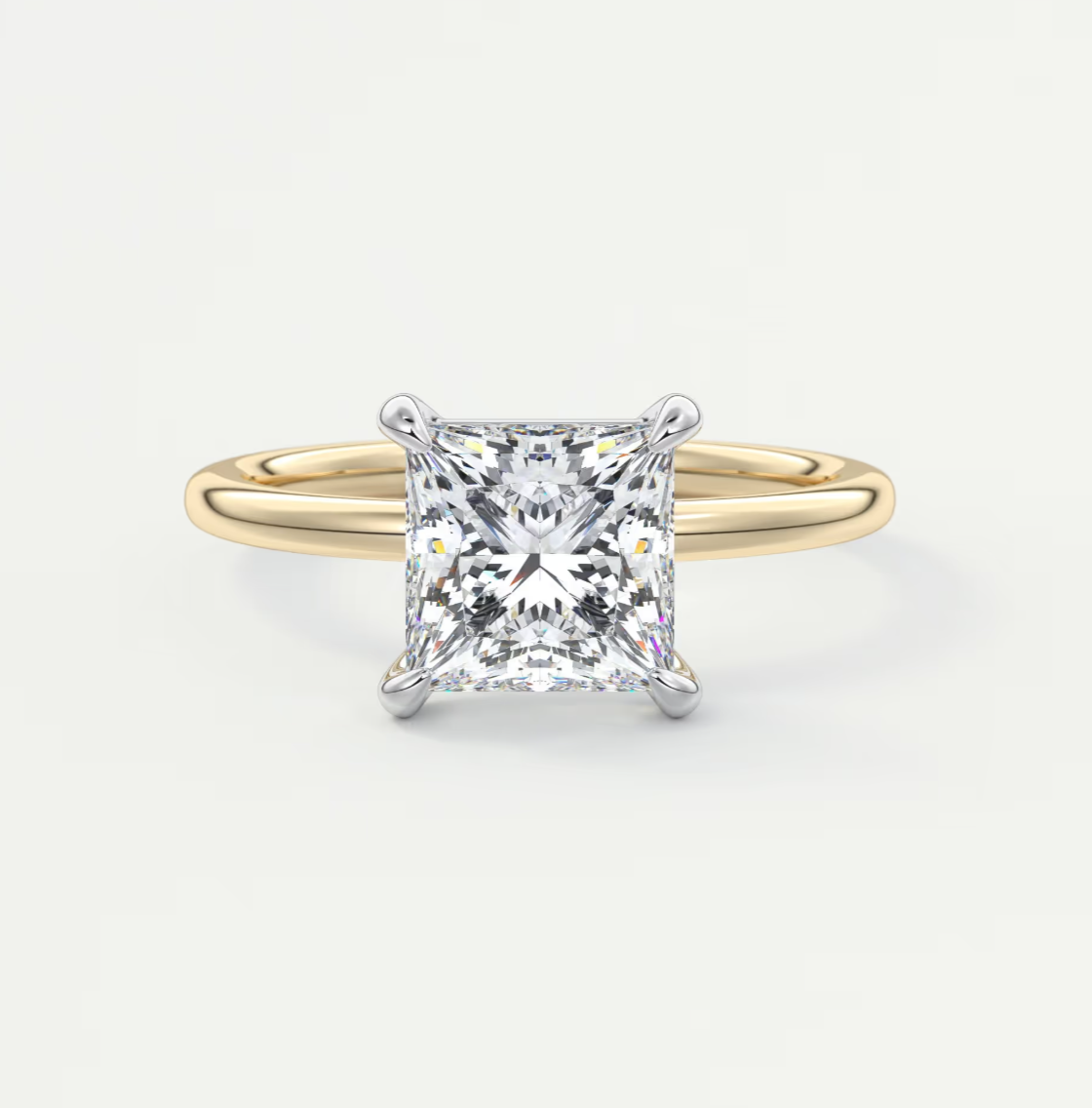 Luna Two-Tone Solitaire Ring – Lab Diamond or Moissanite