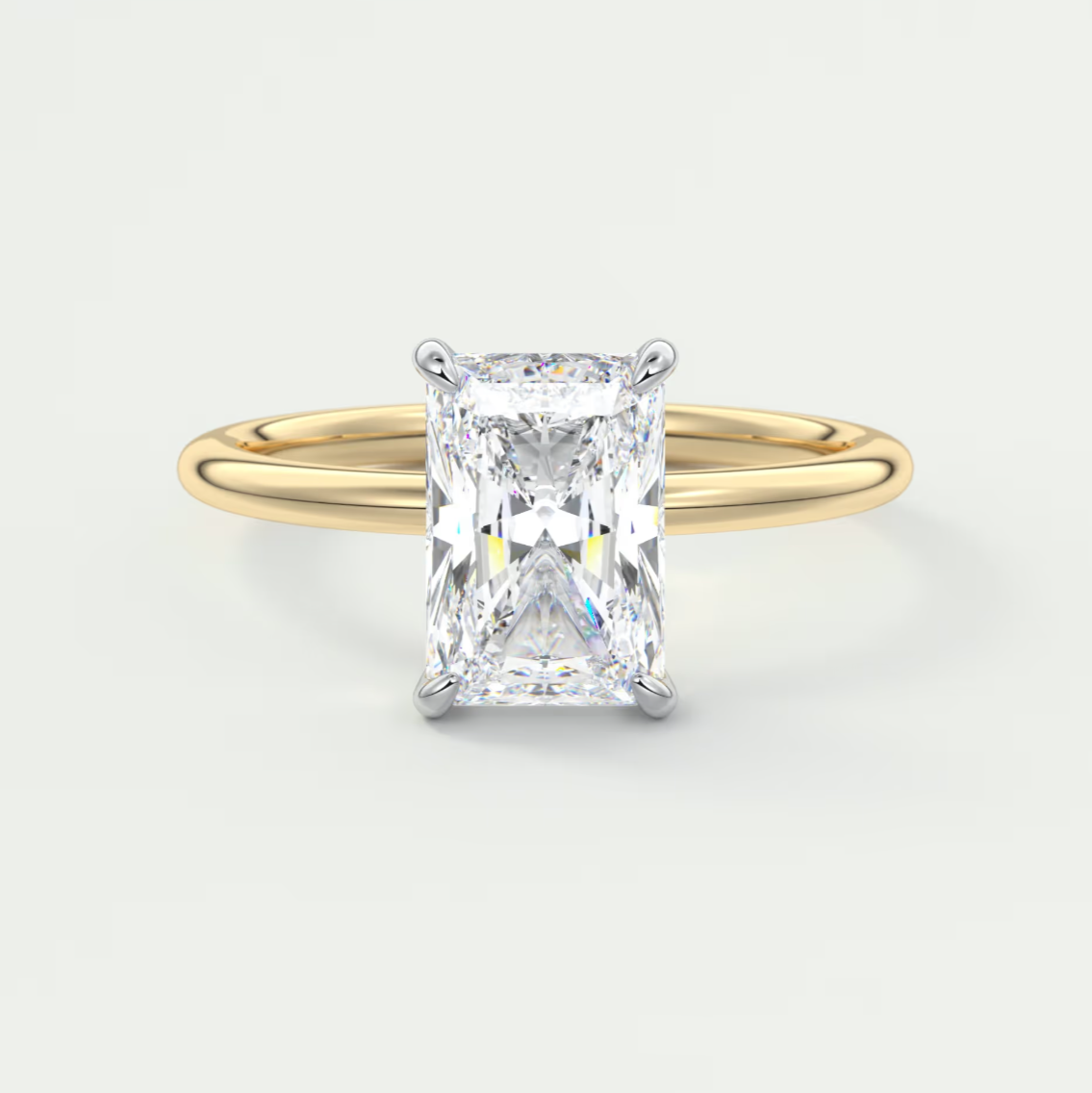 Luna Two-Tone Solitaire Ring – Lab Diamond or Moissanite