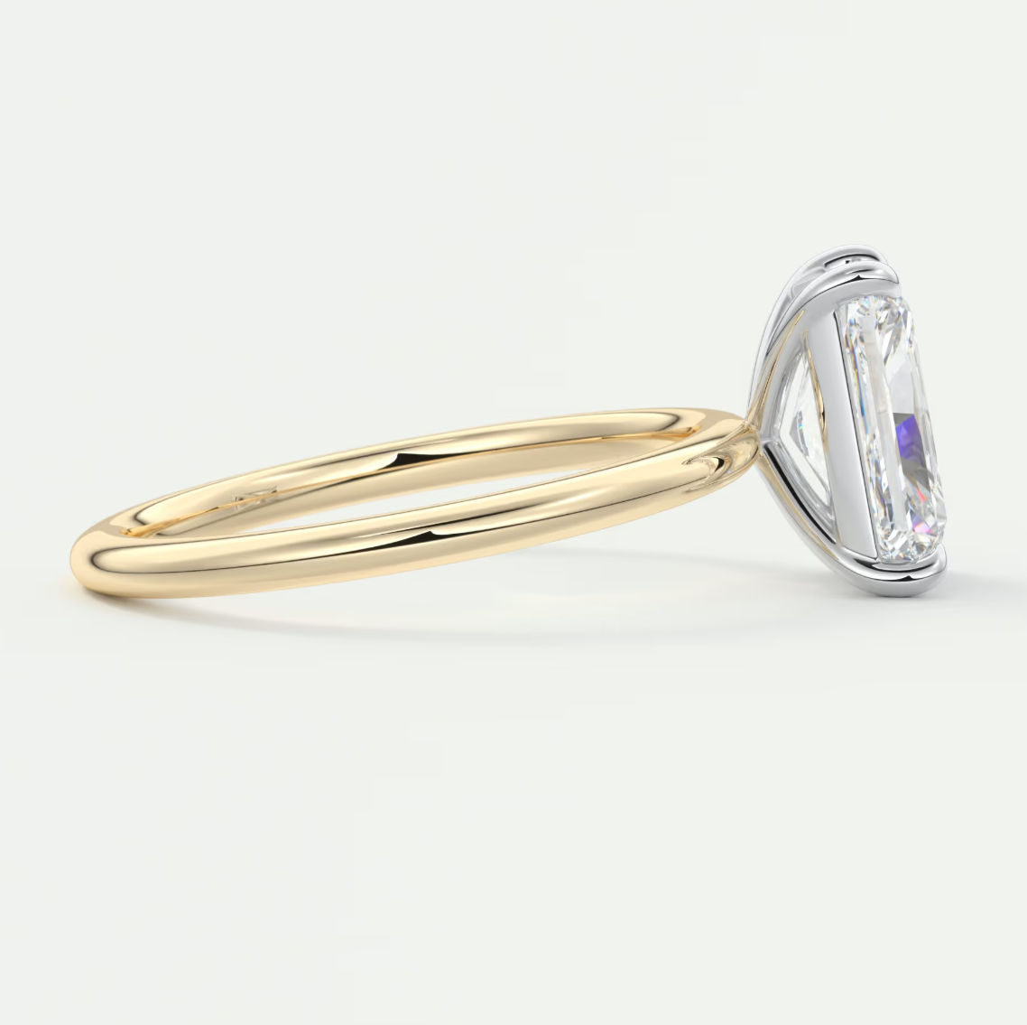 Luna Two-Tone Solitaire Ring – Lab Diamond or Moissanite