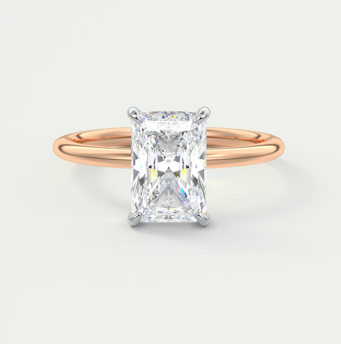 Luna Two-Tone Solitaire Ring – Lab Diamond or Moissanite