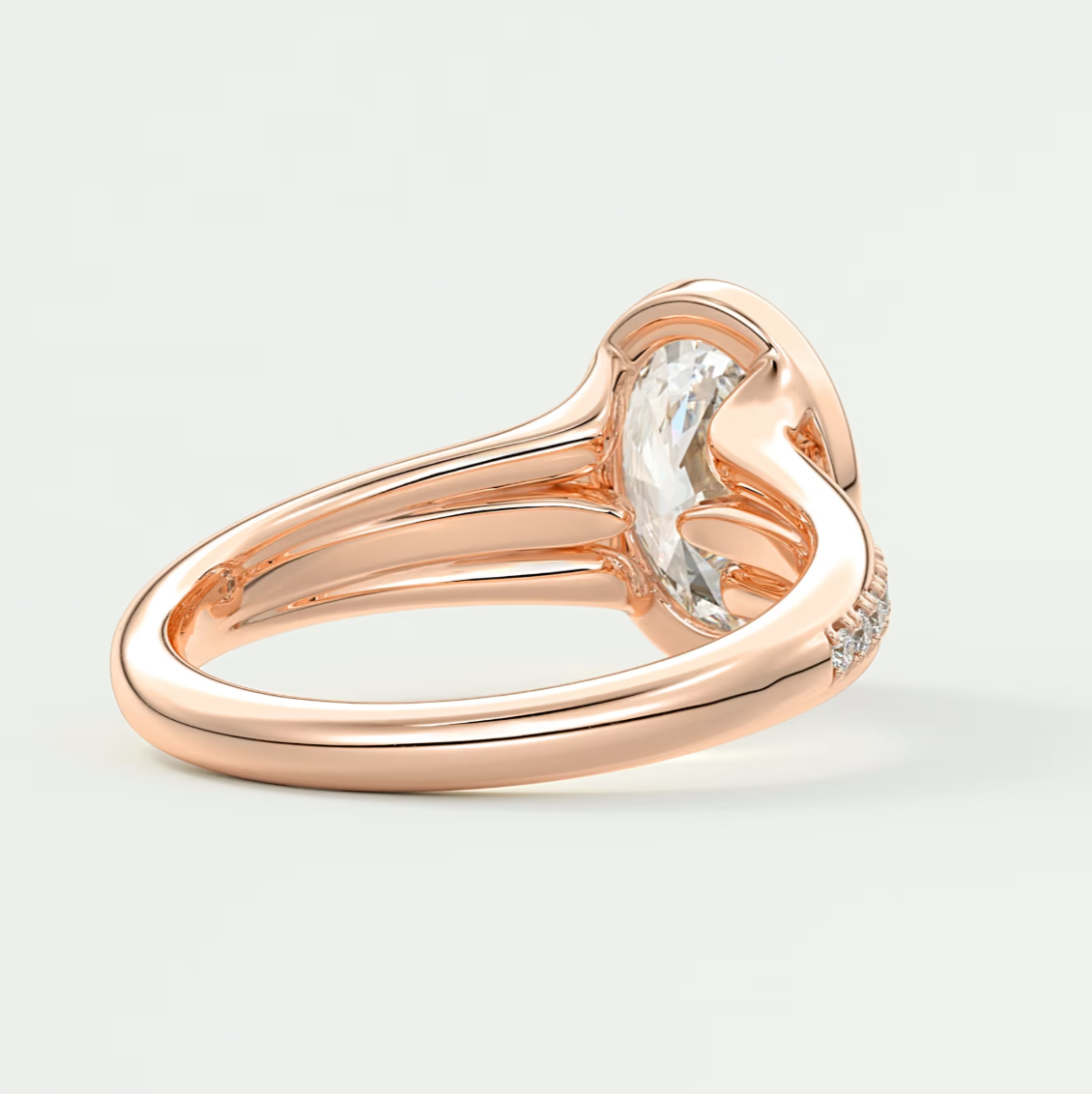 Custom made neriah oval bezel set engagement ring | split shank | diamond lab