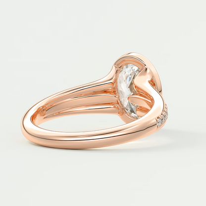 Custom made neriah oval bezel set engagement ring | split shank | diamond lab