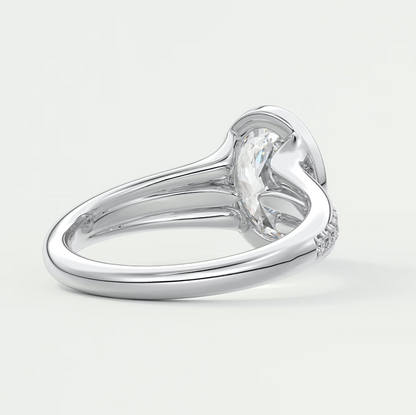 Custom made neriah oval bezel set engagement ring | split shank | diamond lab