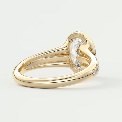 Custom made neriah oval bezel set engagement ring | split shank | diamond lab