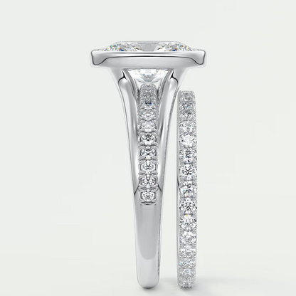 Custom made neriah oval bezel set engagement ring | split shank | diamond lab