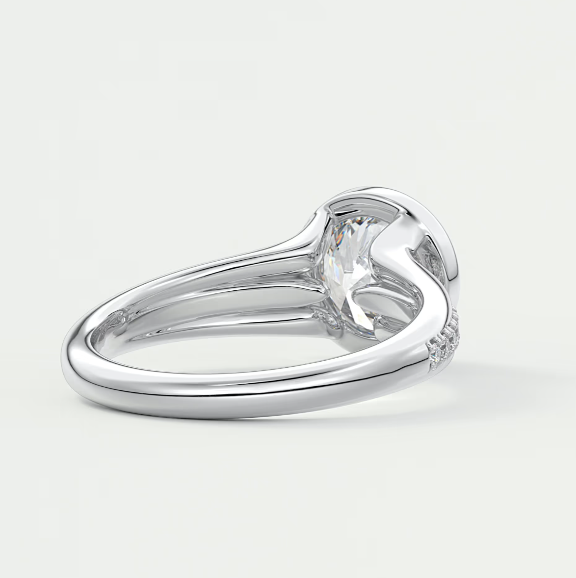 Custom made neriah round bezel engagement ring | split shank design | diamond lab