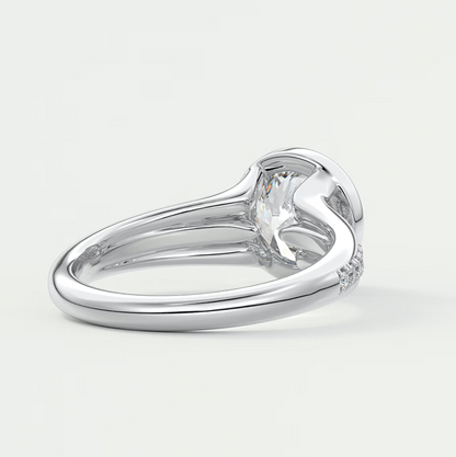Custom made neriah round bezel engagement ring | split shank design | diamond lab