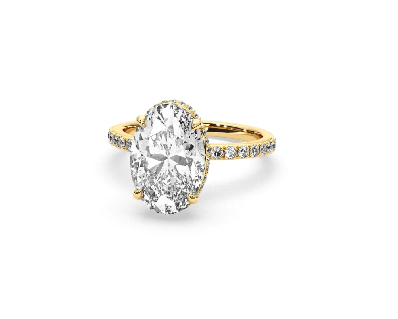pave hiden halo lab diamond engagement ring