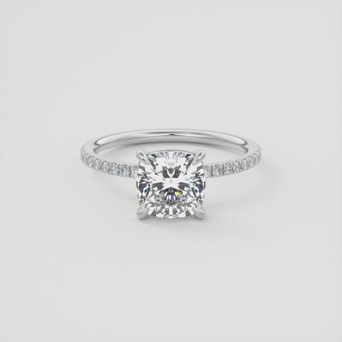 Isolde Cushion Pavé Solitaire Ring