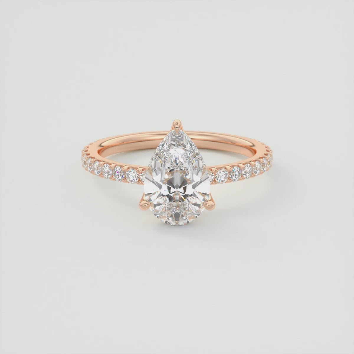 Elara Pear Pavé Engagement Ring – Lab Diamond or Moissanite