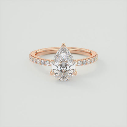 Elara Pear Pavé Engagement Ring – Lab Diamond or Moissanite