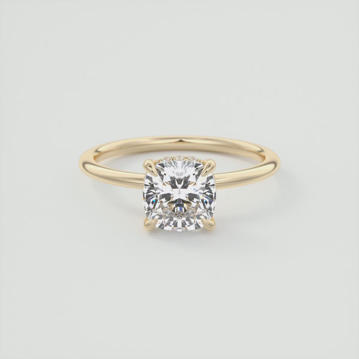 Load video: Celestia Cushion Hidden Halo Ring – Lab Diamond or Moissanite