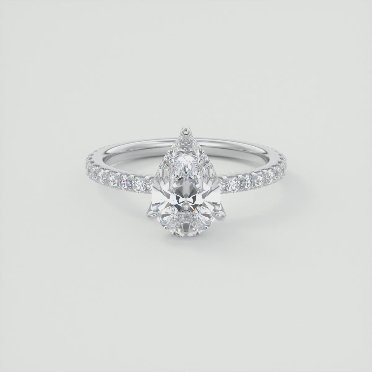 Elara Pear Pavé Engagement Ring – Lab Diamond or Moissanite