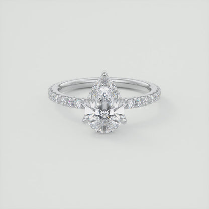 Elara Pear Pavé Engagement Ring – Lab Diamond or Moissanite