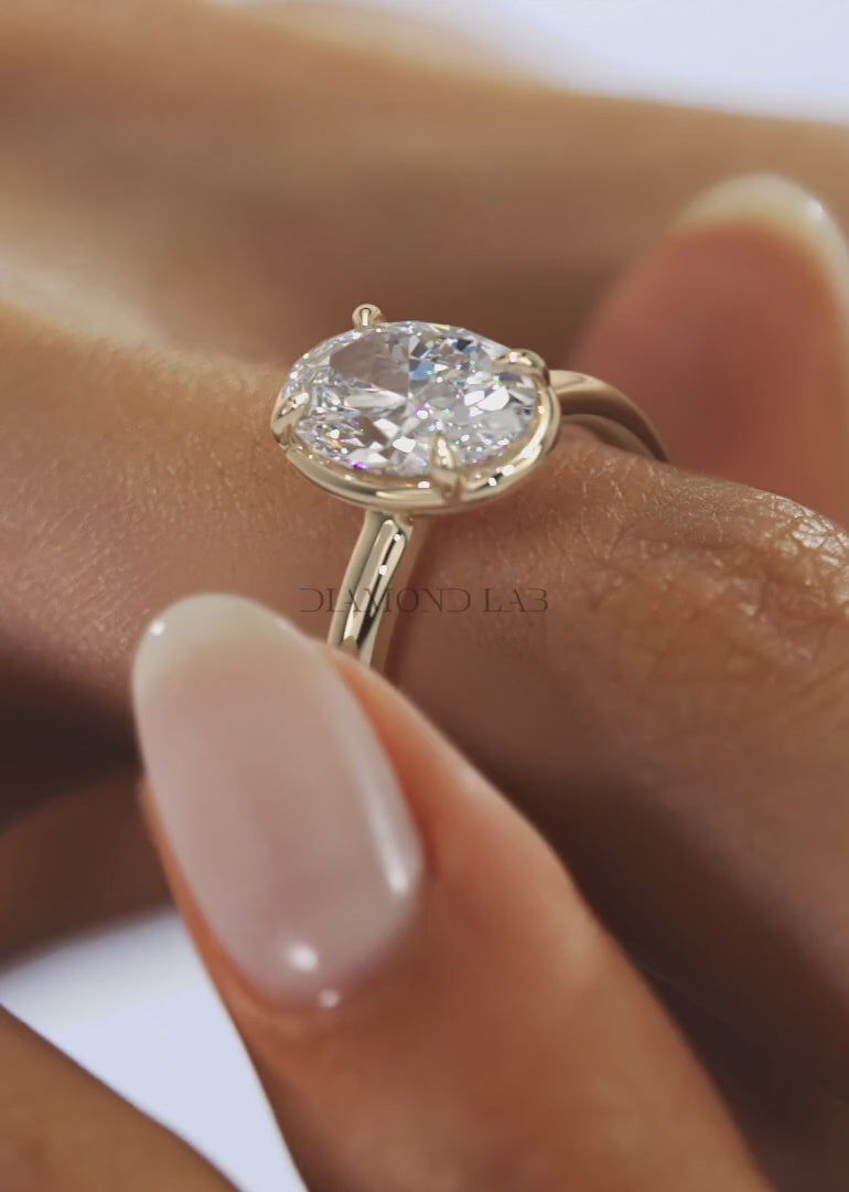 Taylor Oval Bezel Engagement Ring – Lab Diamond or Moissanite