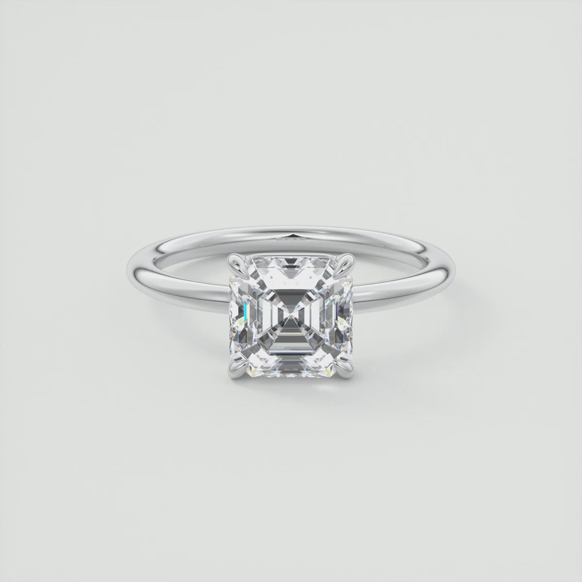 Elysian Asscher Solitaire Ring – Timeless Elegance with Lab Diamond or Moissanite