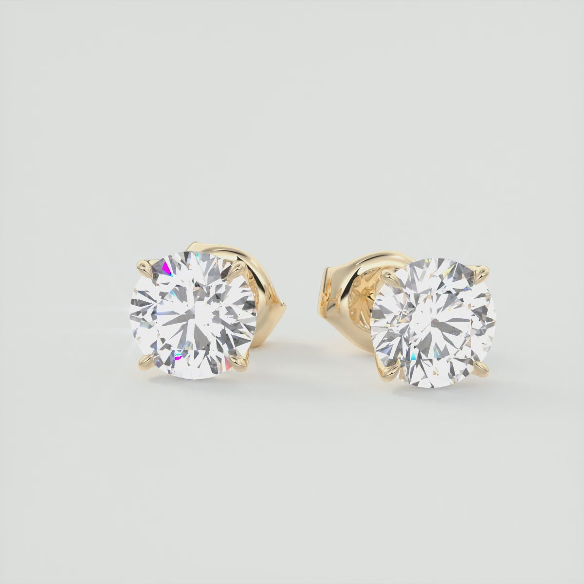 Load video: Celestial Split Prong Round Stud Earrings