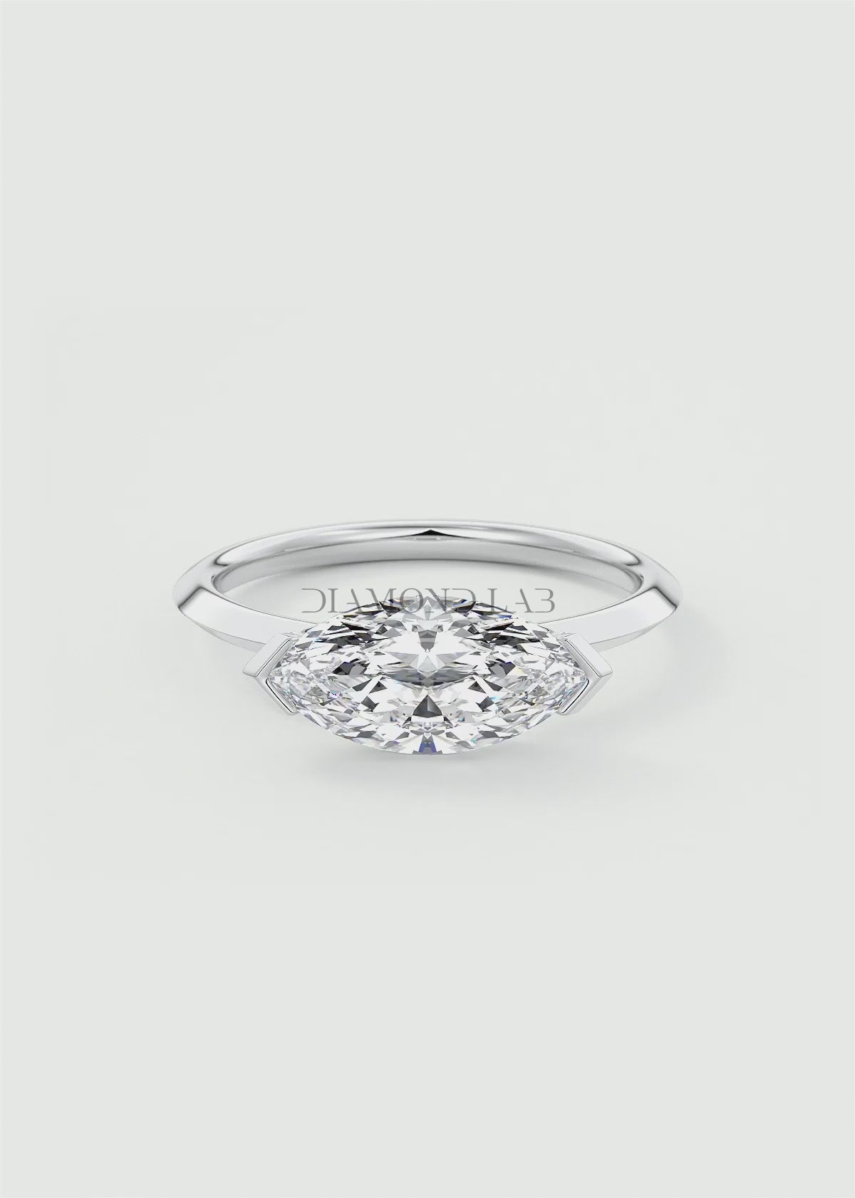 Alosta Marquise East-West Half Bezel Engagement Ring – Lab Diamond or Moissanite
