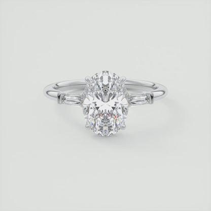 Elysian Oval Three-Stone Engagement Ring – Lab Diamond or Moissanite