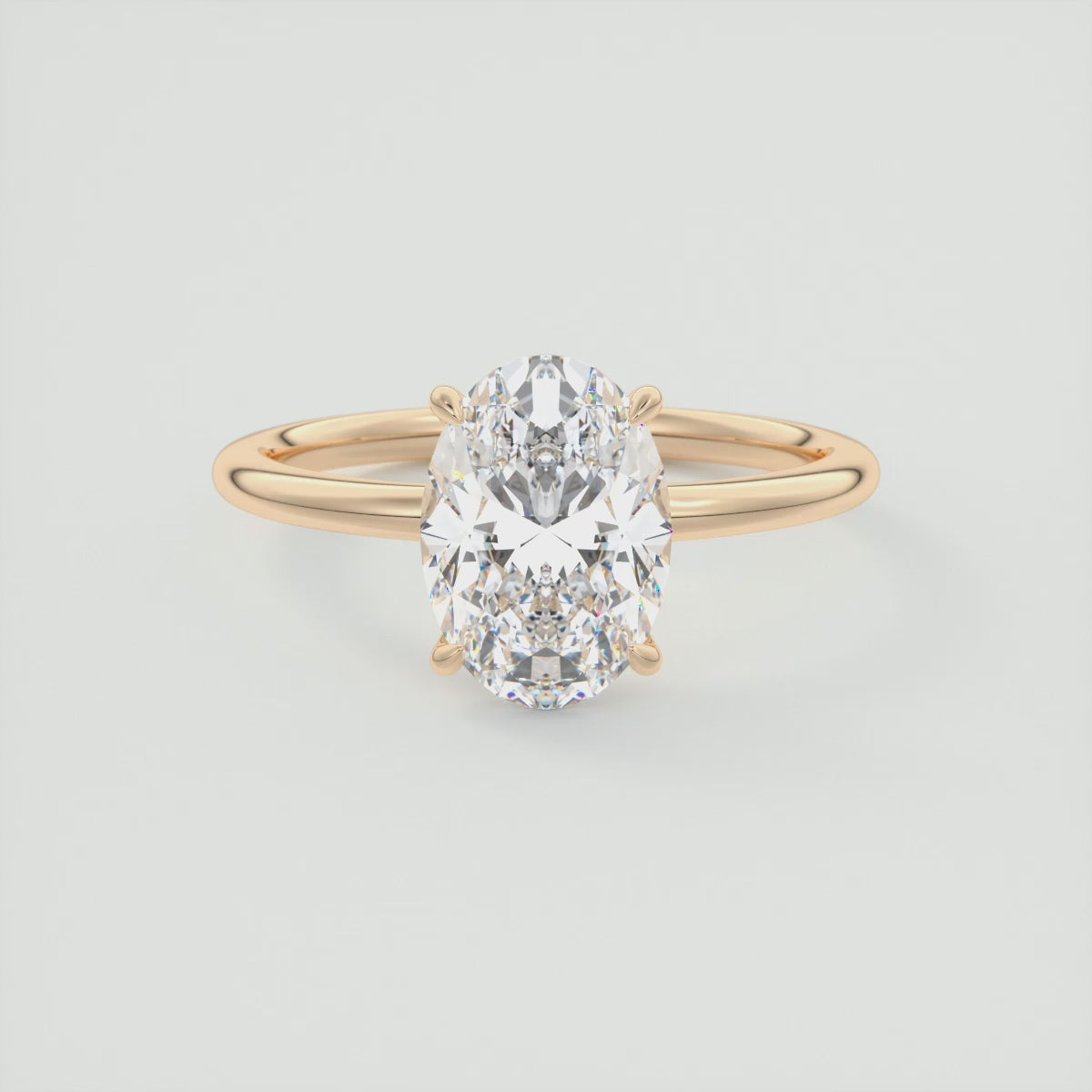 Aura Glide Oval Solitaire Ring – Lab Diamond or Moissanite, Ultra-Low Profile Design