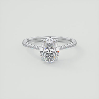 Solenne Oval Pavé Cathedral Solitaire Ring
