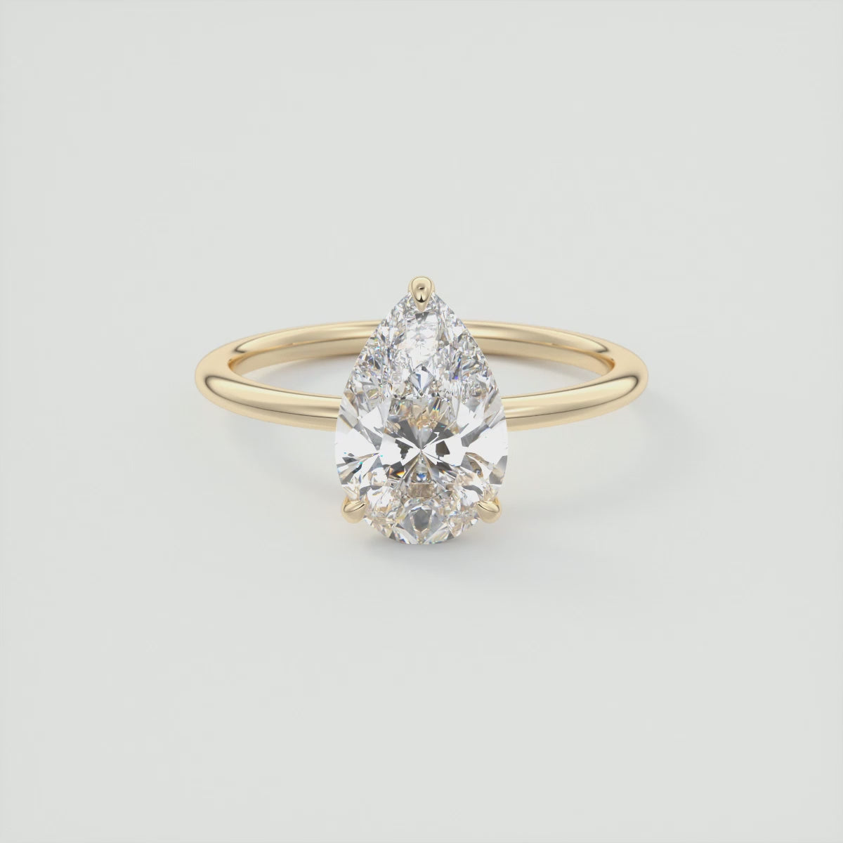 Load video: Luna Pear Solitaire Ring – Lab Diamond or Moissanite