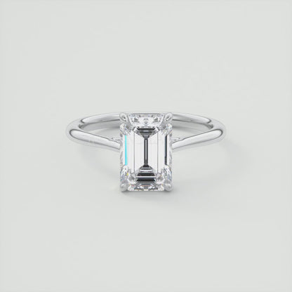 Lumia Emerald Cathedral Solitaire Ring – Lab Diamond or Moissanite