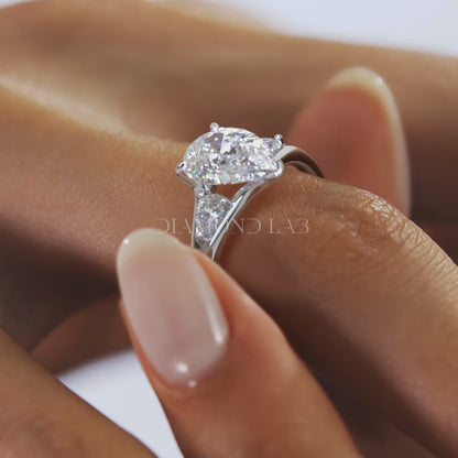 Solena Pear Three-Stone Split Shank Engagement Ring