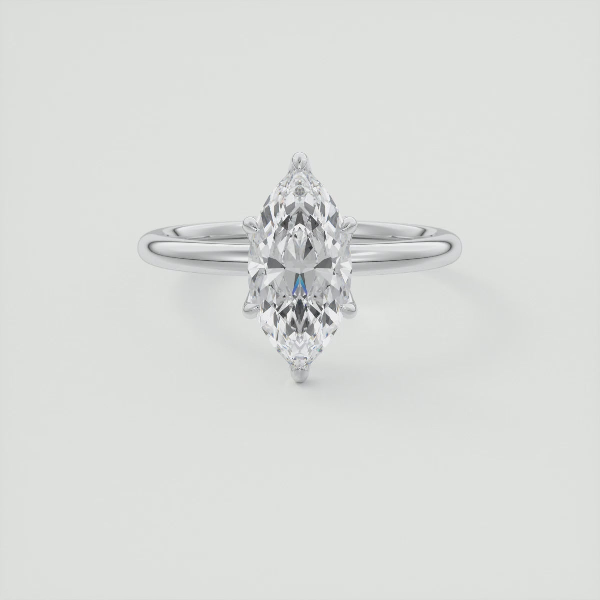 Load video: Celestia Marquise Solitaire Ring – Lab Diamond or Moissanite (6 Prongs)