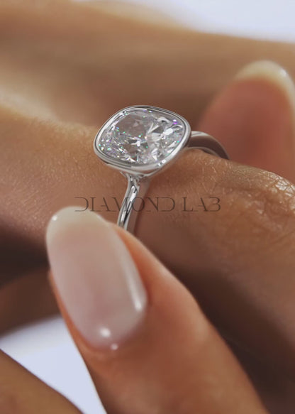 Veda Elongated Cushion Engagement Ring - Lab Diamond or Moissanite
