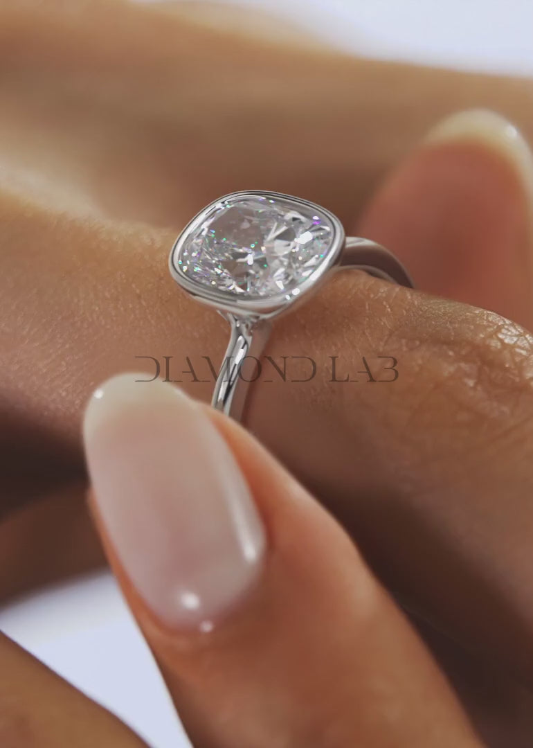 Veda Elongated Cushion Engagement Ring - Lab Diamond or Moissanite