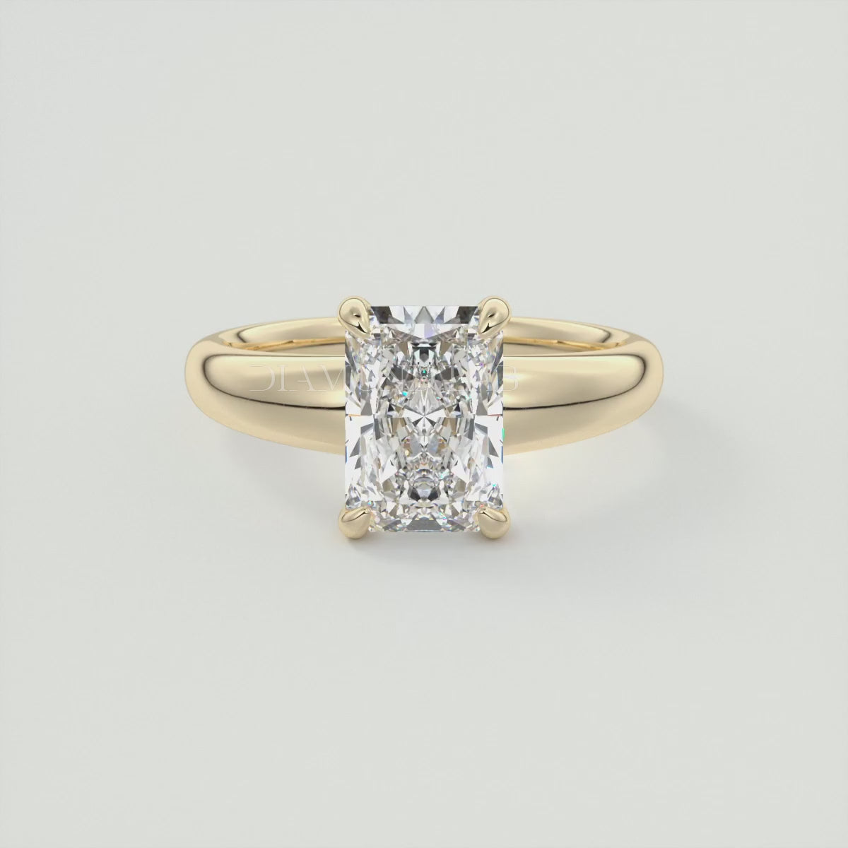 Aura Tapered Elongated Radiant Solitaire Engagement Ring – Lab Diamond or Moissanite