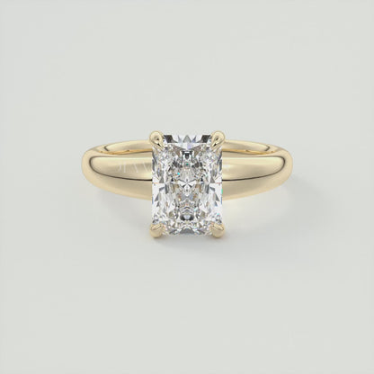 Aura Tapered Elongated Radiant Solitaire Engagement Ring – Lab Diamond or Moissanite