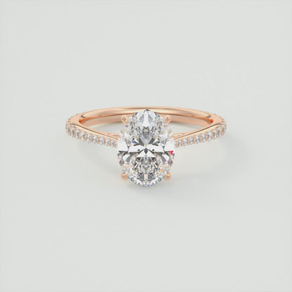 Solenne Oval Pavé Cathedral Solitaire Ring