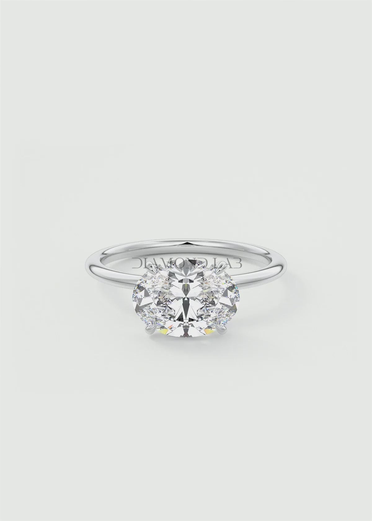 Luna East-West Oval Lab Diamond or Moissanite Engagement Ring