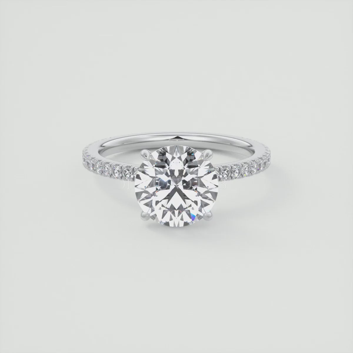 Isolde Pavé Round Brilliant Solitaire Ring
