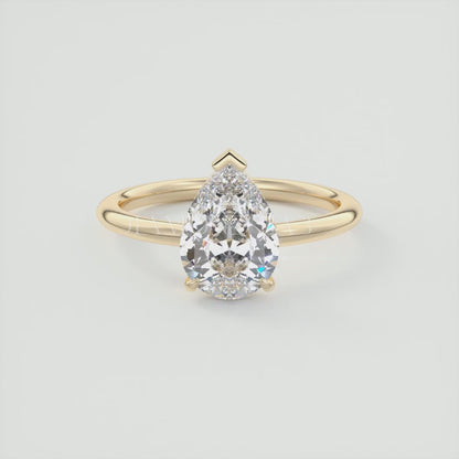 Elysian Pear Solitaire Ring – Timeless Elegance with Lab Diamond or Moissanite