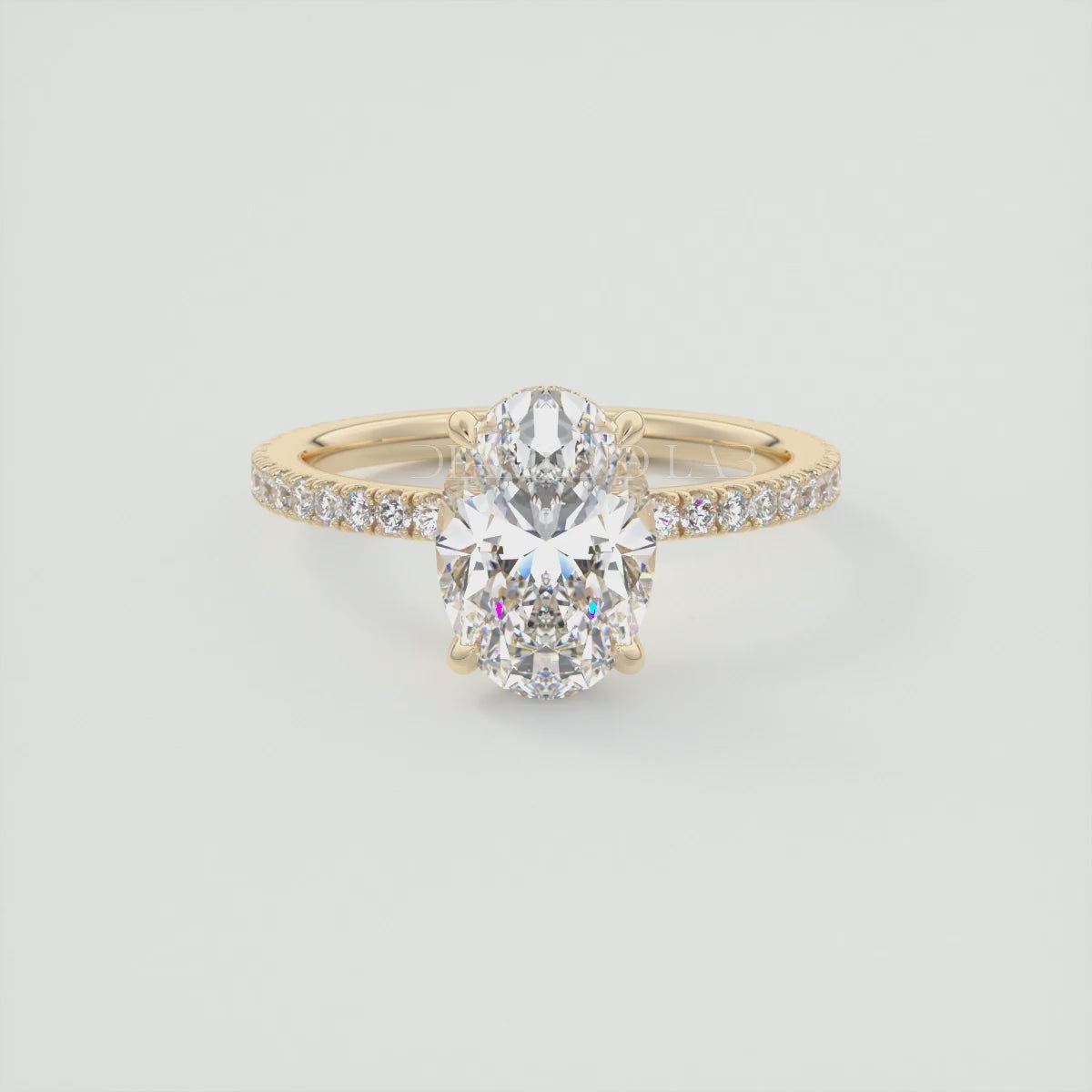 Amelie Oval Hidden Halo Pavé Engagement Ring
