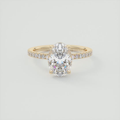Amelie Oval Hidden Halo Pavé Engagement Ring