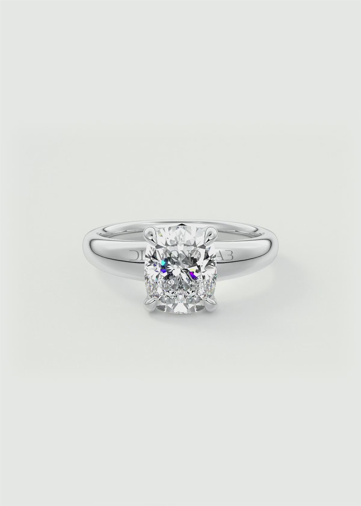 Aura Tapered Elongated Cushion Solitaire Engagement Ring – Lab Diamond or Moissanite