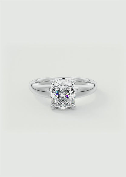 Aura Tapered Elongated Cushion Solitaire Engagement Ring – Lab Diamond or Moissanite