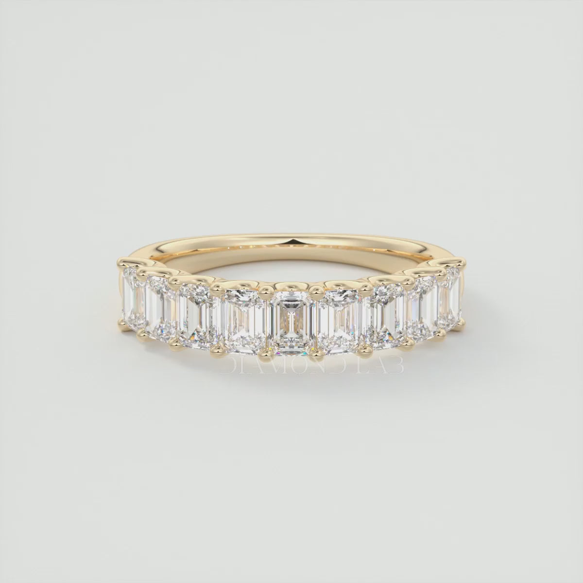 Load video: Aurelia Emerald Half Eternity Band 4mm – Lab-Grown or Natural Diamonds
