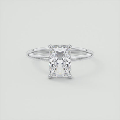 Elysian Radiant Solitaire Ring – Timeless Elegance with Lab Diamond or Moissanite
